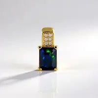 Cavill - Zilveren Hanger - 925 Sterling Zilver Verguld - Mezezo Opaal 0,908 ct Achthoekig - 6 Tanzania Zirkonen 0,069 ct - Luxe Opal Sieraden