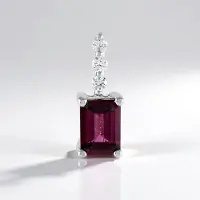 Cavill - Zilveren Hanger - 925 Sterling Zilver Gerhodineerd - Naktamunda Rhodoliet 1,19 ct Achthoekig - Elegante Rood-Paarse Edelsteen met Zirkonia