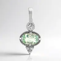 Cavill - Zilveren Hanger - 925 Sterling Zilver Gerhodineerd - Braziliaanse Amblygoniet 0,38 ct - Tanzanische Zirkonia 0,06 ct - Modern