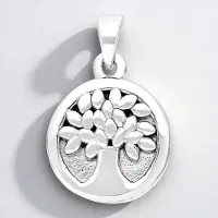 Cavill - Zilveren hanger levensboom - 925 Sterling Zilver gerhodineerd - Elegant boommotief - 20x13 mm - Dames sieraad