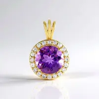 Cavill - Zilveren hanger 925 sterling met 3,1 ct Marokkaanse amethist rond slijpsel - 0,63 ct gepaveerde zirkonen - Elegant paars sieraden