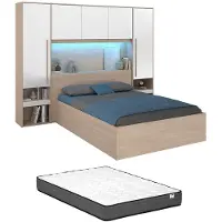 Vente-unique Bed met opbergruimte hout natuurlijk licht 140
