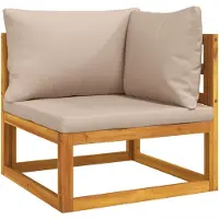 vidaXL - Hoekbank - sectioneel - met - taupe - kussens - massief - acaciahout