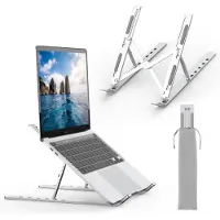 Famanu - Dubbele verticale laptopstand aluminium ruimtebesparende houder voor MacBook Pro Air iPad en meer