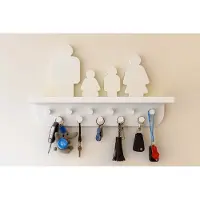 Moliland - Sleutelhouder met Plank - Rodzina 2+2 - Eleven Haken - Wandmontage