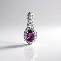 Cavill - Zilveren Hanger - 925 Sterling Zilver Gerhodineerd - Naktamunda Rhodoliet 0,48 ct Ovaal - Pavé Zirkonia 0,24 ct - Elegant Luxe Tijdloos