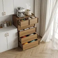 MODFU - Ladekast - 6 Laden - Greeploos Minimalistisch - Voor Slaapkamer Of Hal - MDF En Spaanplaat - Eikenkleur - 80 x 48 x 127 cm