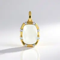 Cavill - Zilveren hanger met vergulde 925 sterling zilver - Groene amethist 5,4 ct antiek schaakbord - 32 ronde zirkonia - Elegant dames sieraad