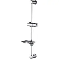 Famanu - Douchestangset, Universele Douchestang met Zeepbakje, 600 mm, Roestvrij Staal, Chroom, Zilver