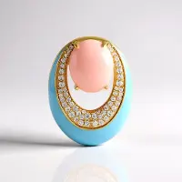 Cavill - Zilveren hanger verguld 925 Sterling - Roze Opaal 3,5 ct ovaal cabochon - Cambodjaanse Zirkonias - Elegante dames sieraden