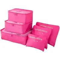 Famanu - Bagage-Organizer,6 Stuks Koffer Organizer Bevat 3 * Pakkubussen en 3 * Opbergzakken, Reistassen Voor Droge Kleding, Ondergoed, Cosmetica en Andere Accessoires, 6pcs-roosrood.