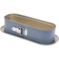 Valdinox Giovanni Ovale Springvorm 34x15 cm – Antiaanbaklaag – Bakvorm voor Cheesecake, Taart, Cake & Quiche – Blauw met Gouden Accenten