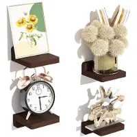 Famanu L-vormige wandplanken - duurzaam - set van 4 - zwart - massief hout