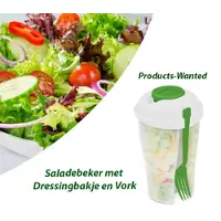 InnovaGoods 2-Stuks Saladebeker met Dressingbakje en Vork
