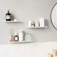 Famanu - Wandplankenset metaal set van 3, zwevende planken industriële stijl – wit