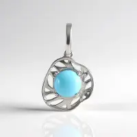 Cavill - Zilveren Hanger met Sleeping Beauty Turkoois 0,9 ct - 925 Sterling Zilver Gerhodineerd - Ronde Cabochon 6 mm - Modern Design - Blauw Sieraad