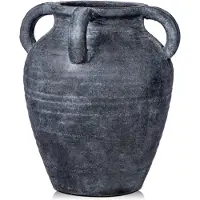 Famanu – Handgemaakte terracotta bloemenvaas 25 cm met handgrepen, vintage keramische decoratievaas
