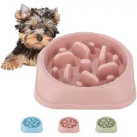 Famanu - Langzame voeding, antislip voergerechten, voorkomen verstikking van de kom, leuk voor kleine en middelgrote honden, roze