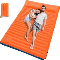 Famanu – 4 Inch Dikke Dubbel Opblaasbare Slaapmat voor Kamperen - met Voetpomp en Kussen - Lichtgewicht Kampeermatras 2 personen voor Buiten - Backpacken - Wandelen