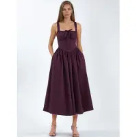 Busem Midi-jurk met vierkante kraag en knoopdetails