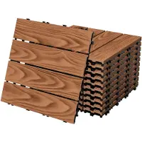 ML-Design 2x WPC-terrastegels 30x30 cm, voordelige set van 11 stuks voor 1 m², lichtbruin, vloerbedekking met houtlook, met drainage en kliksysteem