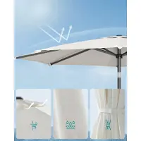 Songmics - Parasol - Achthoekig - Knikbaar Tuinscherm met Slingers - Voor Buiten Terras Tuin Balkon