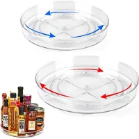 Famanu - Lazy Susan set van 2, 23,5 + 27 cm, transparante keuken- en koelkastorganizer