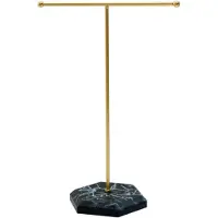 Famanu – Sieradenorganizer t bar, metalen kettingdisplay met marmerlook lade, voor oorbellen, armbanden, ringen en horloges