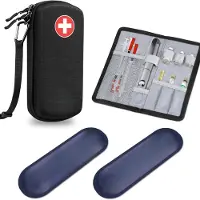 Famanu – Insulinekoeltas met 24 uur koeling, herbruikbare koelgel en compacte medicijnbox, blauw