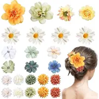 Famanu - 24 Stuks Hawaiiaanse bloemen haarclips, multicolor kunstbloemen, feest/bruiloft accessoire