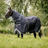 Horseware Optimo Plus Turnout 0g Licht - Navy/Thunderstorm Grijs & Zilver, 84" (7'0")