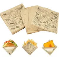 Famanu – Hamburgerpapier 200 vellen 15x15 cm, vetvrij verpakkingspapier voor snacks en sandwiches