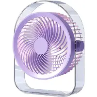 Snq USB Tafelventilator met 5 Snelheden - 24 cm Draagbare Persoonlijke Ventilator voor Slaapkamer Kantoor en Reizen - Stille Krachtige Luchtstroom - Paars