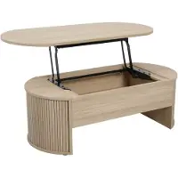 Oviala - Ovale salontafel met licht houtlook opklapbaar blad - Gaby