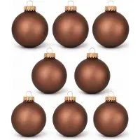 Merkloos 8x stuks glazen kerstballen 7 cm kokosnoot bruin - Kerstbal