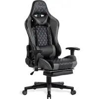 FOXSPORT Game Stoel - Gaming Stoel - Gaming Chair - Bureaustoelen - Bureaustoel Met Nekkussen & Verstelbaar Rugkussen - Instelbare Zithoogte - Gaming Accesoires - Met beensteunen - Zwart