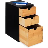 Famanu – Smal bamboe ladeblok met 3 lades – bureau/keuken/badkamer organizer – 28x17x21,5 cm (nature