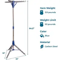 Famanu - Staande droger, blauw, grijs, wasdroger (660 mm, 660 mm, 1638 mm, 1 stuk)