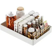 Famanu – Telescopische lade uittrekbare keukenkast organizer met handvat eenvoudig te monteren lade-organizer voor kruiden en voorraad wit