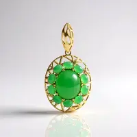 Cavill - Zilveren Hanger - 925 Sterling Zilver Verguld - Ovale Braziliaanse Chrysopraas 5,85 ct - Filigraan Luxe Groene Edelsteenhanger
