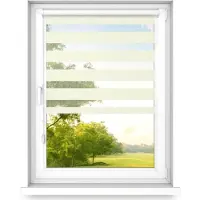 Time4blinds - Dubbele Rolgordijnen Zonder Boren - Zebra-Rolgordijnen voor Ramen en Deuren - om te Plakken, met Aluminium Cassette, Lichtdoorlatende Stof - Beige, 900x1100, Rechts