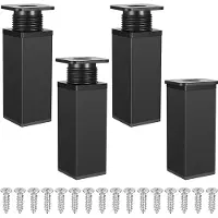 Famanu - 4 stuks Meubelpoten, in hoogte verstelbaar, hoekig, kastpoten, tafelpoten, aluminiumlegering voor doe-het-zelf meubels (zwart, 10 cm)