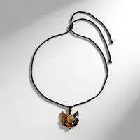 Cavill - Gouden Tijgeroog Halsketting - 85,5 Karaat Fancy Cut - Robuuste Wolf Hanger - Verstelbare Unisex Ketting - Zuid-Afrikaans Vakmanschap