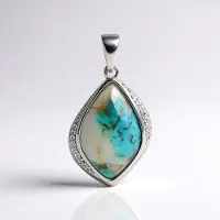 Cavill - Zilveren Hanger - 925 Sterling Zilver Rhodium - Turquoise Mozaiek 6,55 ct - Witte Topaas 0,16 ct - Elegante Bezelzetting