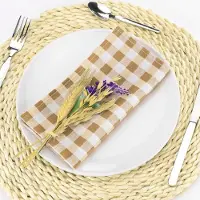 Famanu – Set van 12 rechthoekige stoffen servetten van 45x45 cm in beige, wasbare servetten voor eetkamer en tafeldecoratie