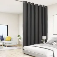 Famanu – Totale privacy wanddoorvoertule thermisch geïsoleerd geluiddicht extra brede verduisterende gordijnen voor slaapkamer woonkamer 2,74 m breed x 2,13 m hoog 1 paneel