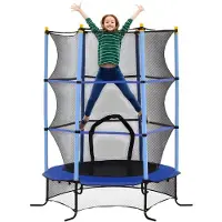 Happiq Kindertrampoline Ø163 cm – Tuintrampoline voor Kinderen 3-10 Jaar – Blauw