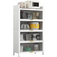 FOXSPORT Keukenkasten - Vrijstaande Keuken Opbergkast - Keukenonderkasten met opklapbare deuren - Dressoir - Kast - Keuken - Huiskamer - Wit - 60x32x144cm