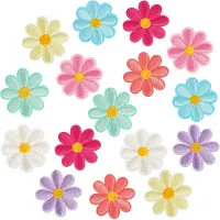 Famanu - Set van 16 bloemenpatches, geborduurd, decoratief voor hoeden, jassen of jeans – Multicolor