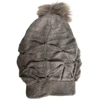 AWR Fashionable Warme Dames Muts / Beanie | Met Pom Pom - Grijs